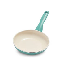 GreenPan Rio Non-Stick 18cm Frying Pan, PFAS Free, Turquoise and Cream