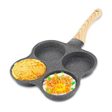 4-Cup Egg Frying Pan, Aluminium Non-Stick Frying Pans Omelet Pan Poached Egg Burger Steak Pan Multipurpose Pancake Pan for Gas Stove and Ind