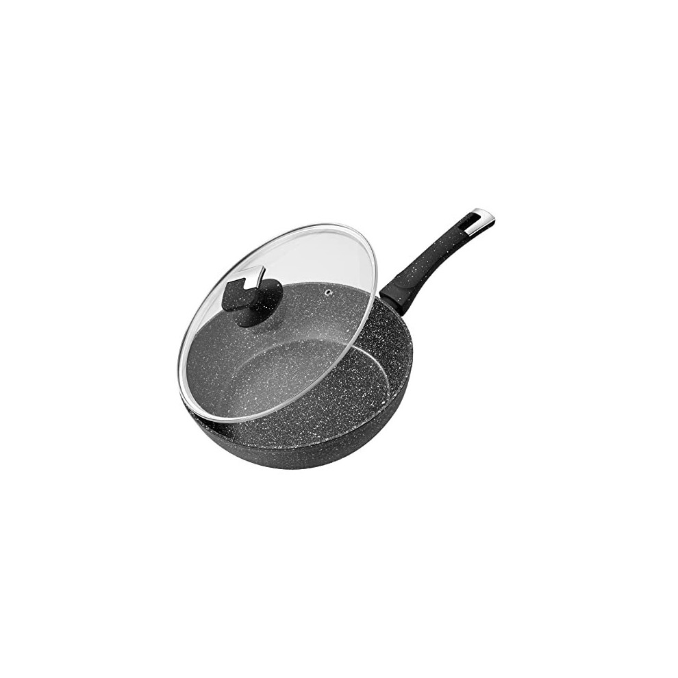 Rainberg Deep Frying Pan, Frying Pan with Lid, Granite Frying Pan Nonstick, Nonstick Frying Pans with Lid, Stone Frying Pan with Lid, Induct