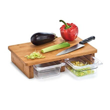 Zeller 25178 Chopping Board with 2 Crumb Trays Bamboo / Plastic Approx. 40.5 x 26.5 x 8.5 cm