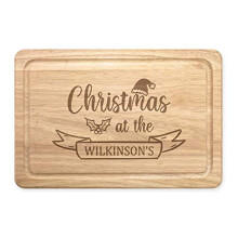 Personalised Custom Name Christmas at The Rectangular Wooden Chopping Cheese Board