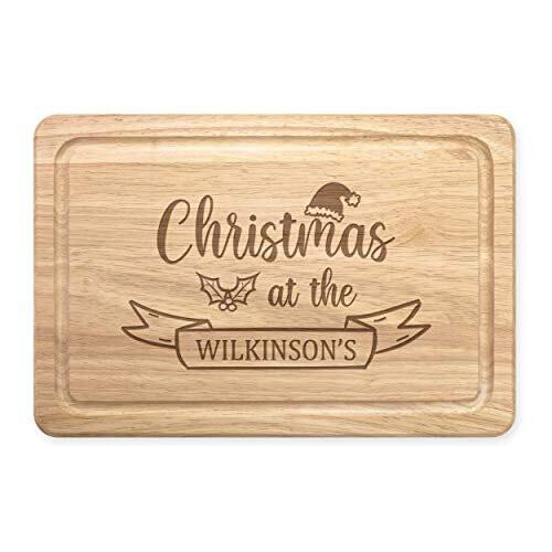 Personalised Custom Name Christmas at The Rectangular Wooden Chopping Cheese Board