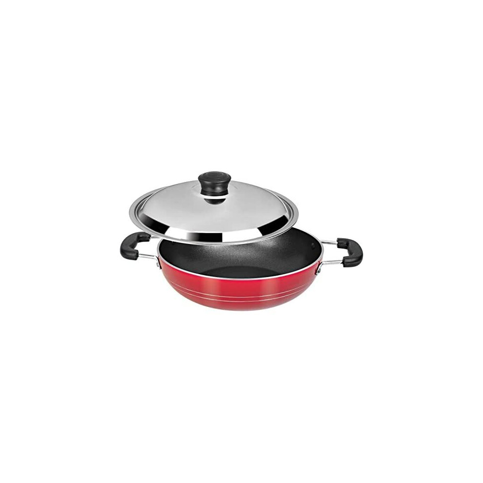 Dolce & Gabbana Non-Stick Coating Kadai Fry Pan with Steel Lid Non-Stick Aluminum Kadhai Deep Fry Pan All Purpose Pan 2.6 mm-image-OPC-P9G6DZM-NEW