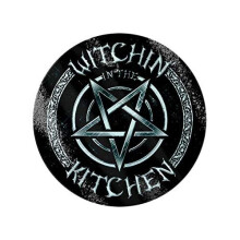 Grindstore Witchin In The Kitchen Circular Black Glass Chopping Board