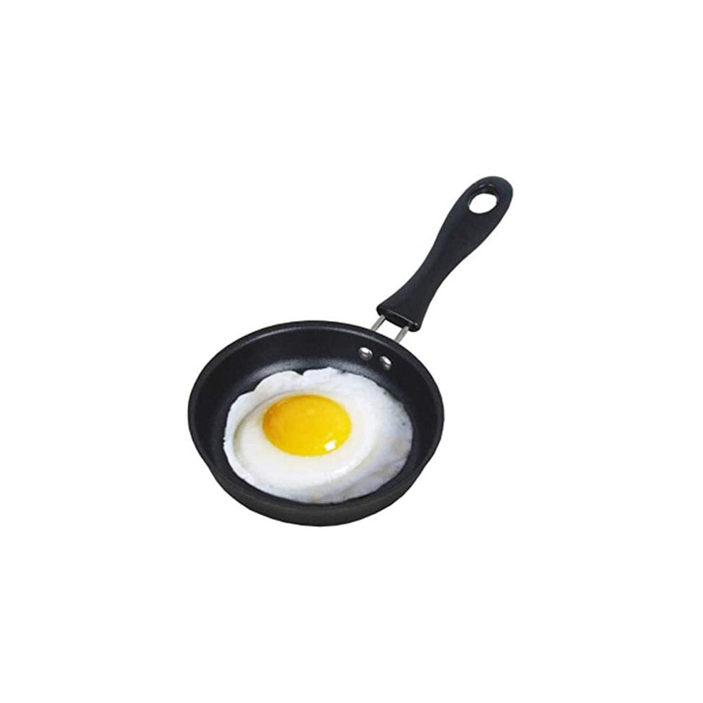 Mini 12cm Cast Iron Egg Frying Pan with Non-Stick Coating, Heat-Resistant Handle, Portable Camping Pan for One Egg, Induction Compatible