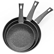 Rainberg 3PK Frying Pan Set 20cm, 24cm & 28cm Granite Frying Pan Nonstick Coating, Anti-Scratch Pans, Non-Stick Frying Pans, Stone Frying Pa