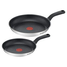 Tefal G726S204 Comfort Max 2-Piece Frying Pan Set (24cm & 28cm) Stainless Steel with Thermo-Signal, Induction Base & Stay-Cool Handles