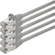 2m - grey 5 - pieces - 1aTTack.de CAT.5 e FTP Netzwerkkabel SET | Ethernet | Lan | Internet Kabel | DSL | RJ45-Stecker | Patch...