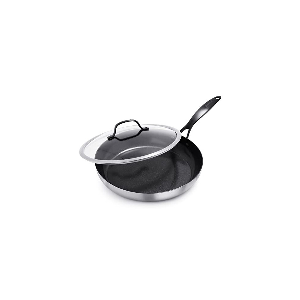 GreenPan Venice Pro Noir Non-Stick 30cm Frying Pan Stainless Steel, PFAS Free, Silver-image-OPC-P9G6G7Q-NEW