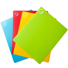 Carrollar Flexible Plastic Cutting Board Mats, Colored Mats With Food Icons, BPA-Free, Non-Porous, Gripped Back and Dishwasher Safe, Set of 4 (1