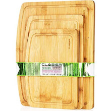 Organic Bamboo Cutting Boards for Kitchen Set of 3 - Eco-Friendly 100% Natural Bamboo Wooden Chopping Board with Juice Groove for Food Prep, Mea