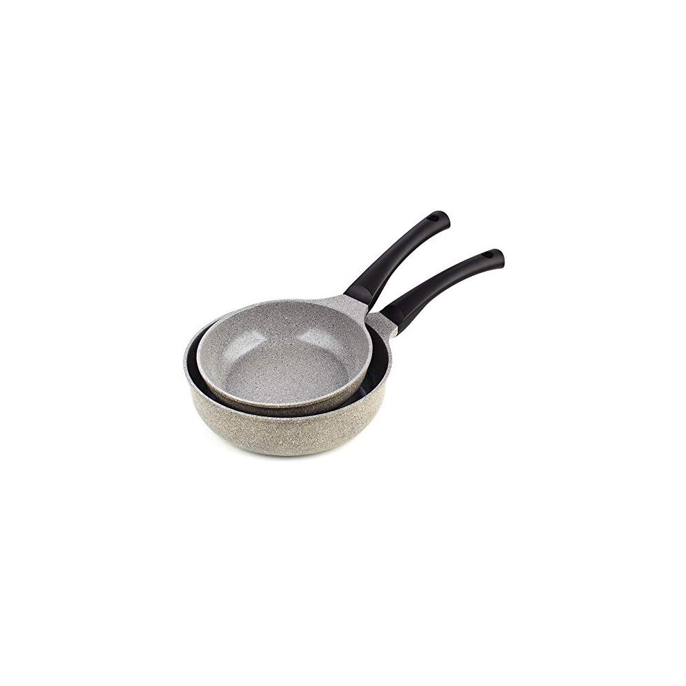 Cook N Home 02647 Nonstick Ceramic Marble Coating Saute Skillet Pans 8 and 9.5 inches Frying, Aluminium, erdfarben-image-OPC-P9G6HWZ-NEW