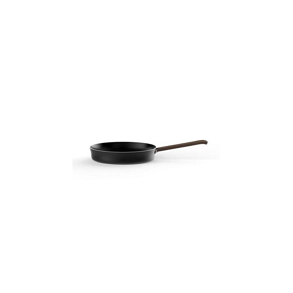 Alessi edo | PU113/28 B - Long Handle Aluminium Frying Pan with Non-Stick Coating, Stainless Steel Handle with PVD Coating, Brown