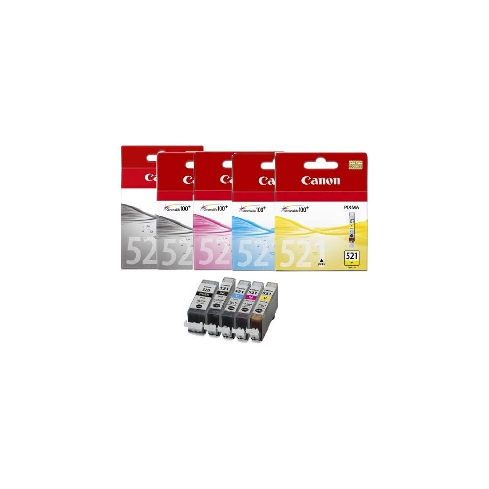 5 Cli-521 / Pgi-520 Original Printer Ink Cartridges - For Use With Canon Pixma Ip3600 Ip4600 Ip4700 Mp540 Mp550 Mp560 Mp620... 5055373470542