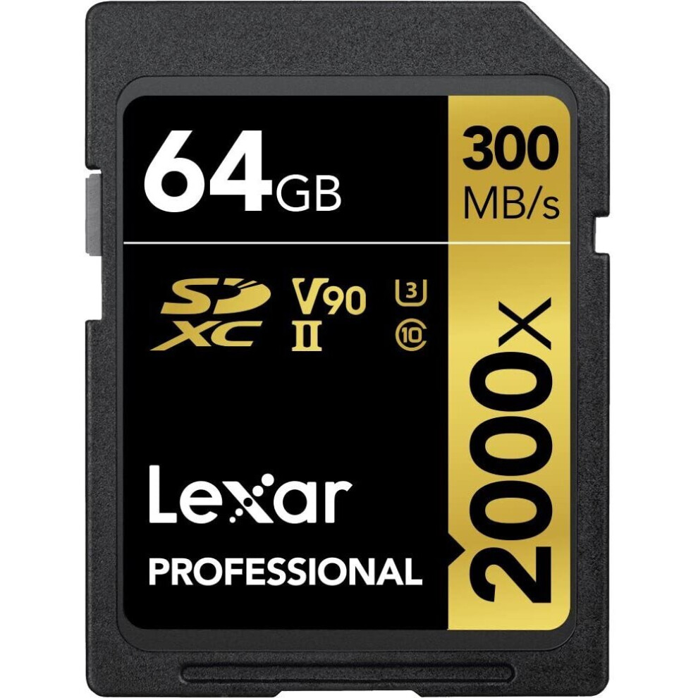 Lexar Professional 2000x SD Card 64GB, SDXC UHS-II Memory Card, Up to 300MB/s Read, for DSLR, Cinema-Quality Video Cameras...