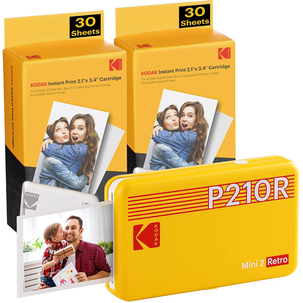 Kodak P210R Mini 2 Retro, 2.1x3.4" Photo Printer for Smartphone, Wireless Bluetooth, Compatible With iOS & Android Phones, 68...