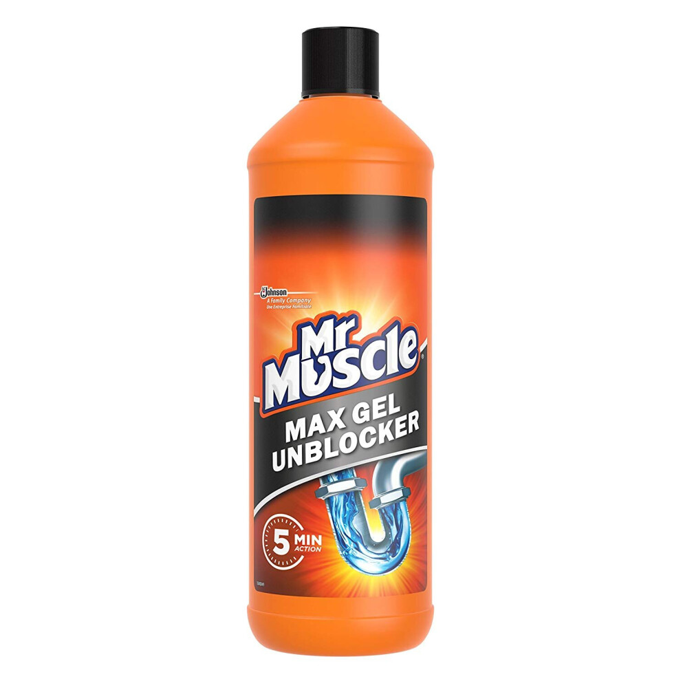Mr Muscle Max Gel Drain Unblocker, Bathroom & Kitchen Drain Cleaner, Heavy Duty Plughole, Sink, Bath Unblocker. 1 Liter
