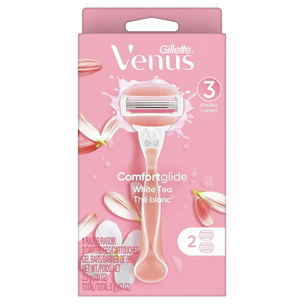 Gillette Venus ComfortGlide White Tea Women's Razor - 1 Handle + 2 Refills