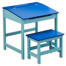 Blue Kids Children Study Activity Desk Table And Stool Chair Seat Furniture Set