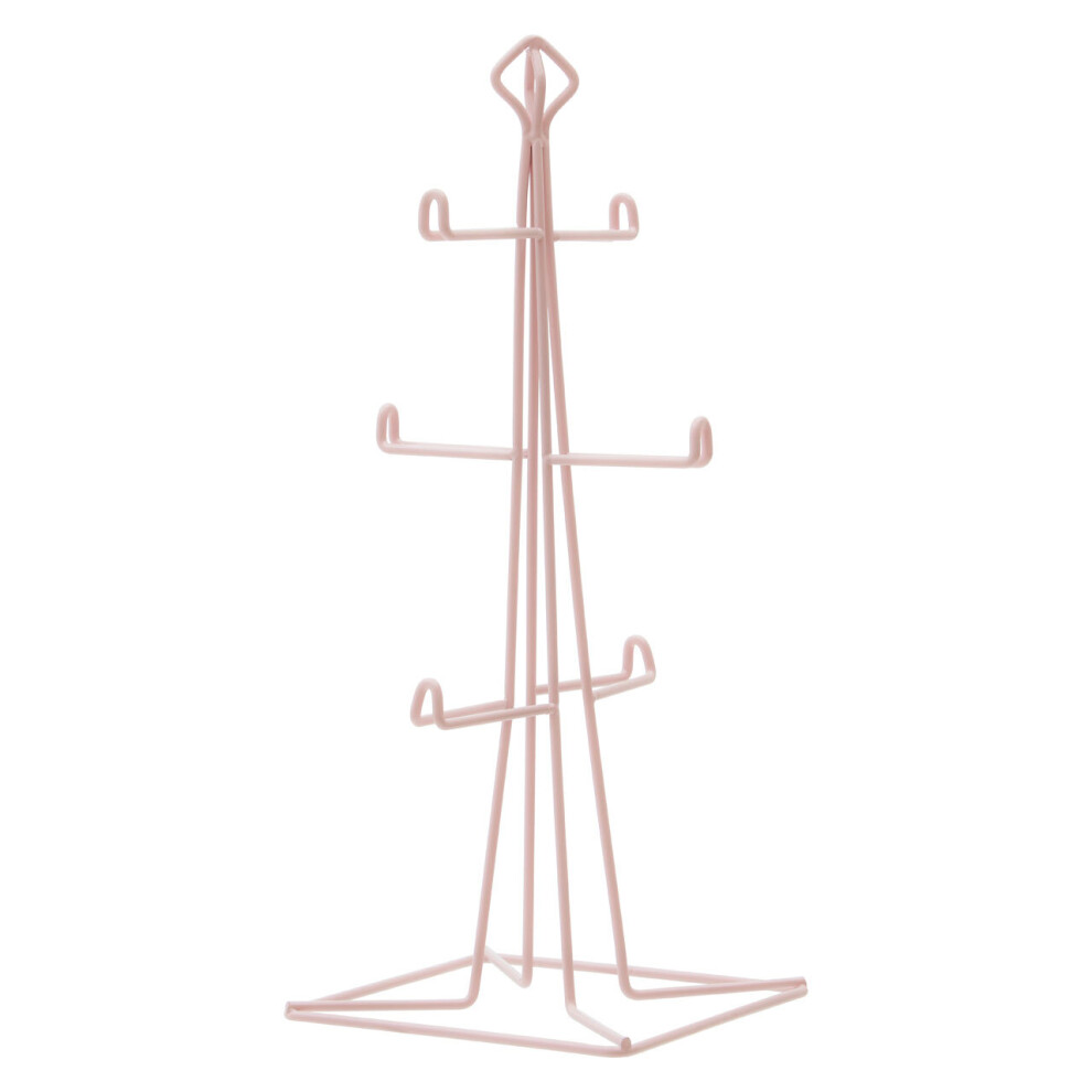 Vertex Iron Wire Frame Pink 6 Mugs Tree Rack Holder Branch Kitchen Organiser New