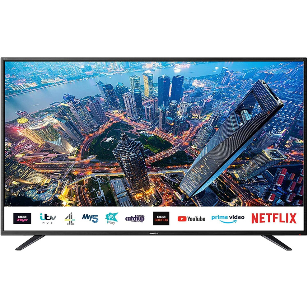 SHARP 4T C50BJ2KE2FB 50 Inch 4K Smart TV, UHD HDR TV with Harman/Kardon Speakers, Dolby Digital Audio, 3 x HDMI, 2 X USB, SD...