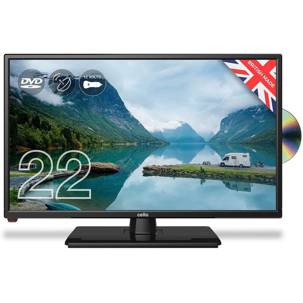 Cello ZRTMF0222 Traveller 22" inch Full HD Traveller 12 V TV with DVD and Satellite Tuner Made in the UK