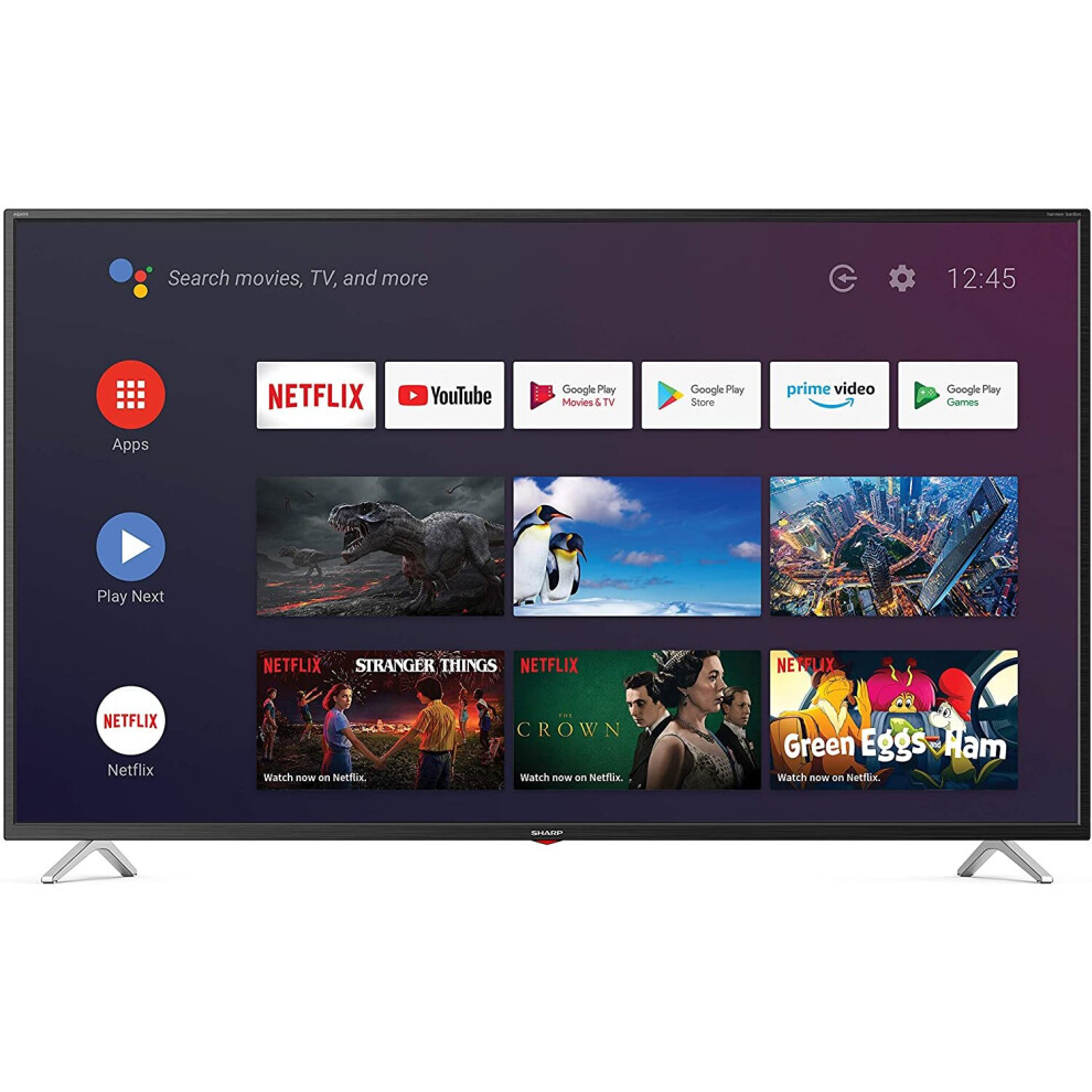 SHARP 4T C50BL3KF2AB 50 Inch 4K Smart TV, UHD HDR Android TV with Chromecast Built-in, Harman/Kardon Speakers, 4 x HDMI, 2 x...