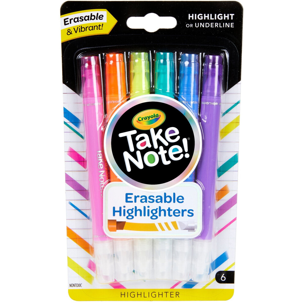 Crayola Take Note! Erasable Highlighters 6/Pkg-58-6504