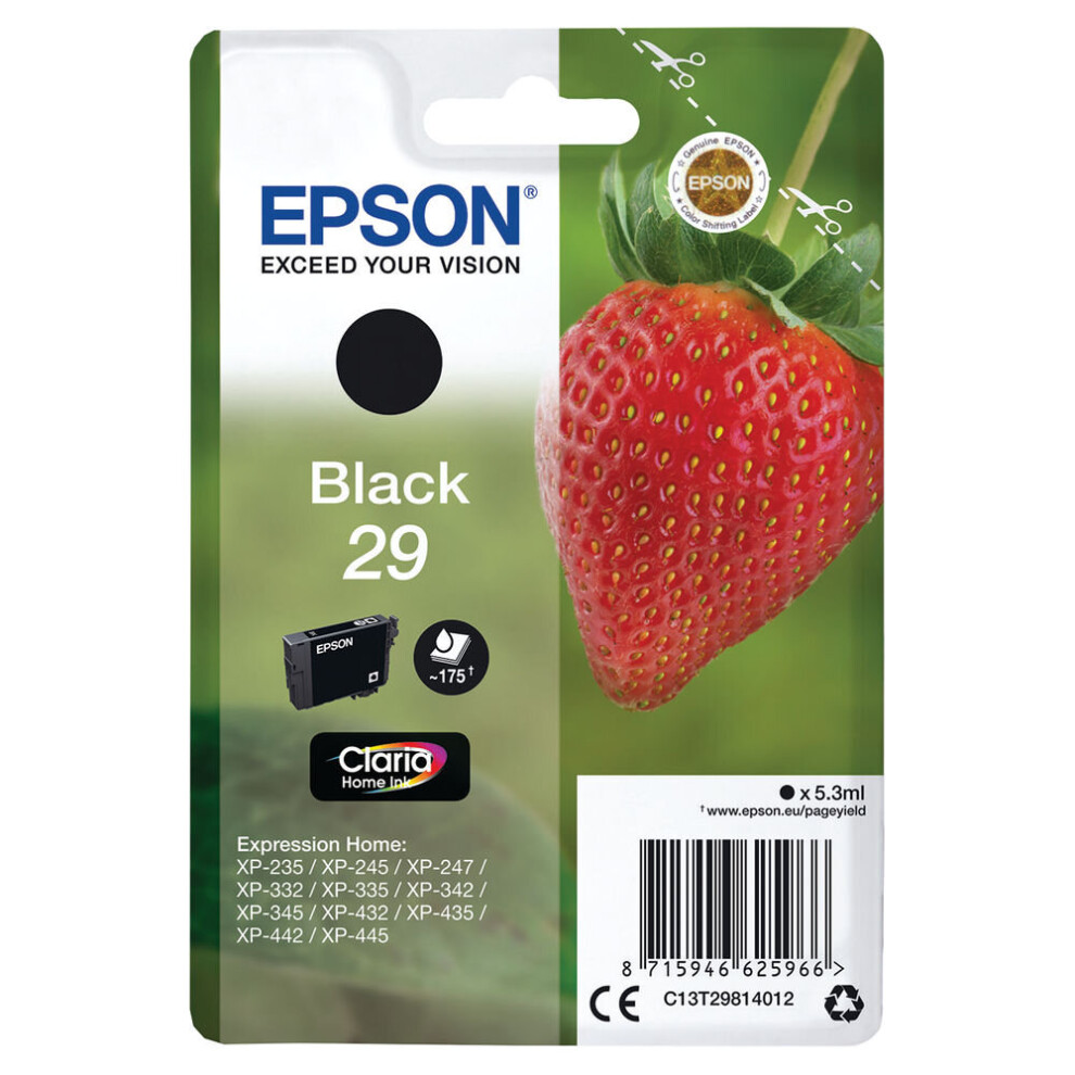 Epson 29 Black Inkjet Cartridge C13T29814012 EP62596