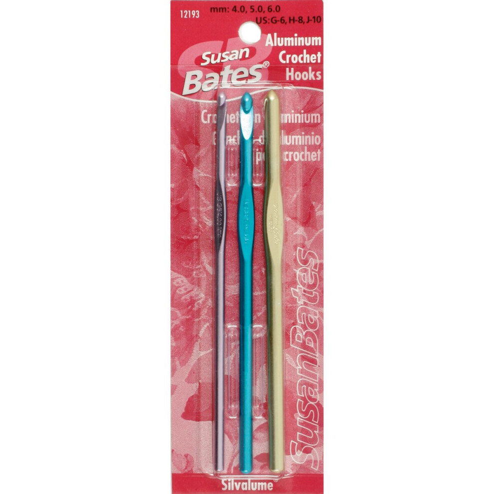 Susan Bates Silvalume Aluminum Crochet Hook Set-Sizes G6 To J10 -12193
