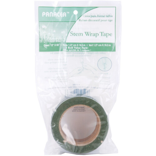 Stem Wrap Tape .5"X60' 3/Pkg-Green -600363