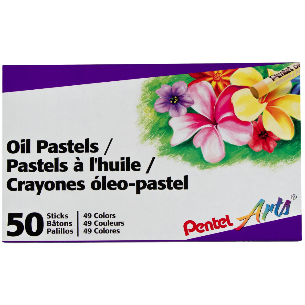 Pentel Arts Oil Pastels 50/Pkg-Assorted Colors -PHN-50