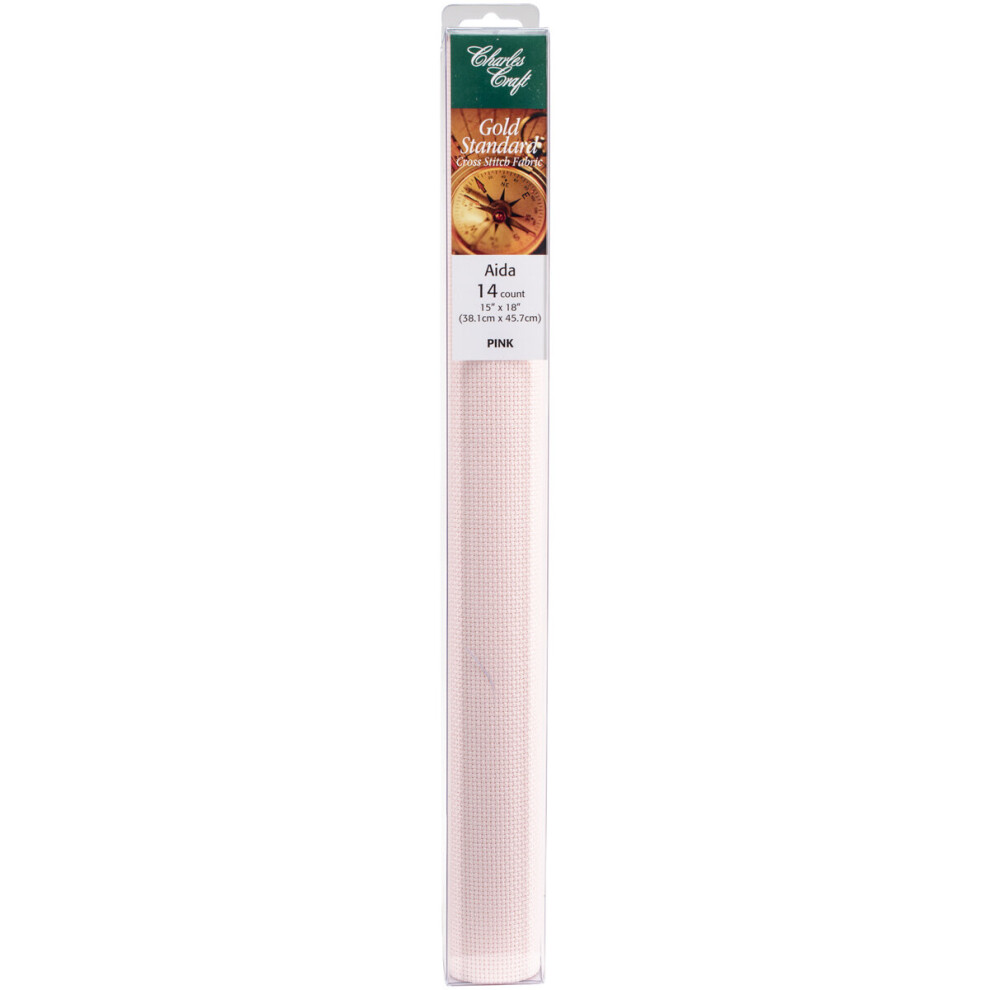 Charles Craft Gold Standard Aida 14 Count 15"X18" Box-Pink GD1436-5625
