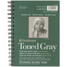 Strathmore Toned Sketch Spiral Pad, 5.5 x 8.5 in, Gray-Toned Paper, 50 Sheets, Made in USA - 412105
