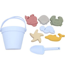 (F) 8PCS Kids Beach Toys Boys Girls Silicone Sand Pit Play Set Including Sand Shovel Sand Bucket Dolphin Turtle Crab Shell Starfish Whale
