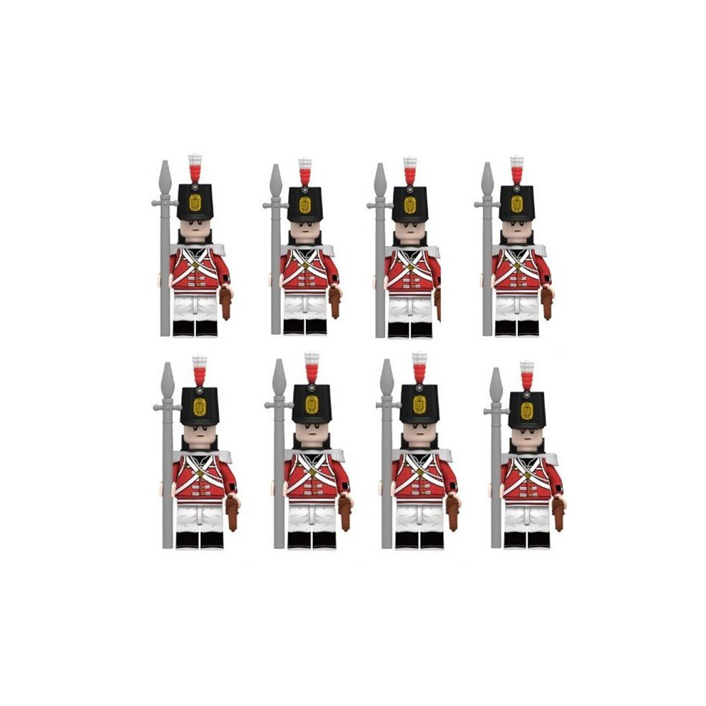 (British Fusilier-A) 8PCS Minifigures Military Building Blocks British Line Infantry Rifles scottish bagpiper Military Games Sand Tables Collections