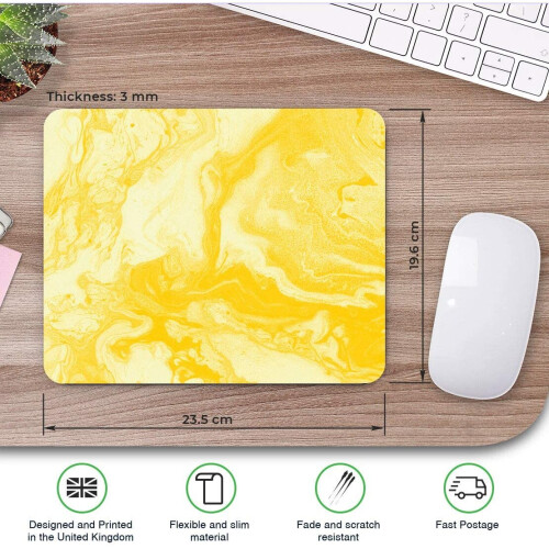 Yellow Paint Swirls Pattern Art Abstract Mouse Mat Pad Computer PC ...