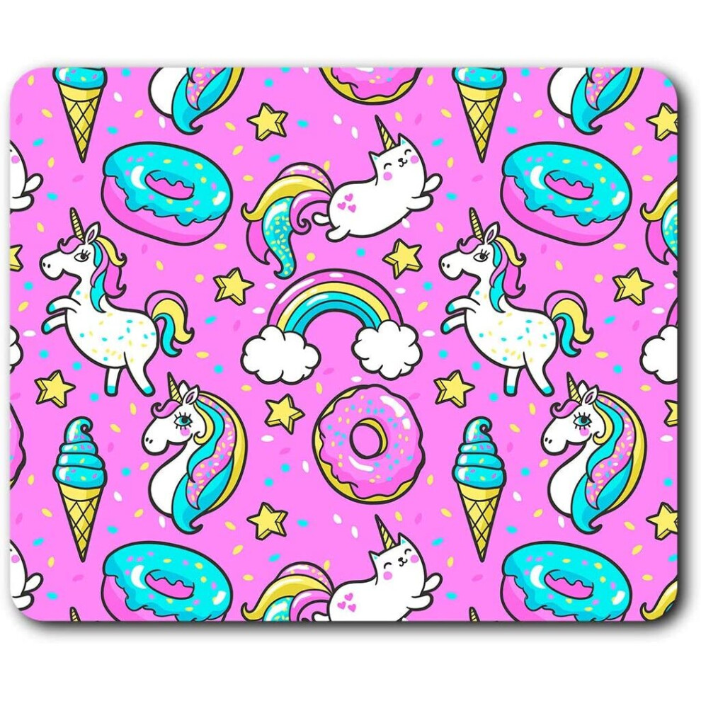 Unicorn Girls Donut Mouse Mat Pad Computer Pc Laptop Gaming Office Home Desk Accessory Gadget 8332 Pink 7625999117756