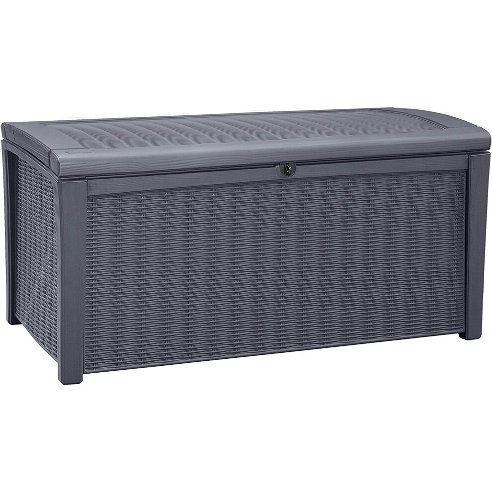 Keter Borneo Outdoor Plastic Storage Box Garden Furniture, 129.5 x 70 x 62.5 cm - Anthracite
