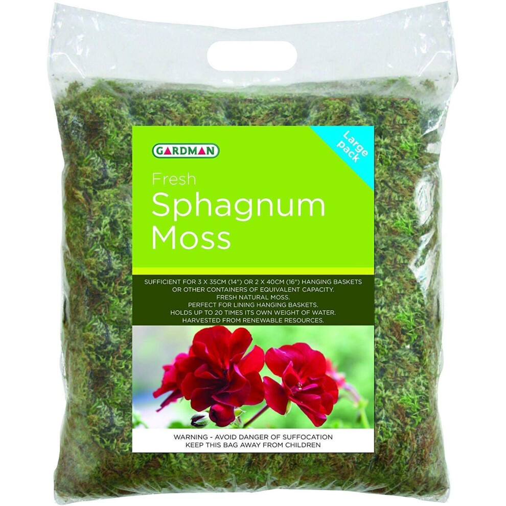 Gardman 04105 Fresh Sphagnum Moss-Large Pack, Green, 3 x 35 cm/2 x 40 cm