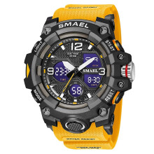 (Orange) Mens Outdoors Watch Multifunctional Waterproof Digital Watch
