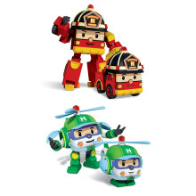 (Roy + Haley) Robocar Poli Toy Car Transformed Pull Back Robot Kids Car Toys Action Figure