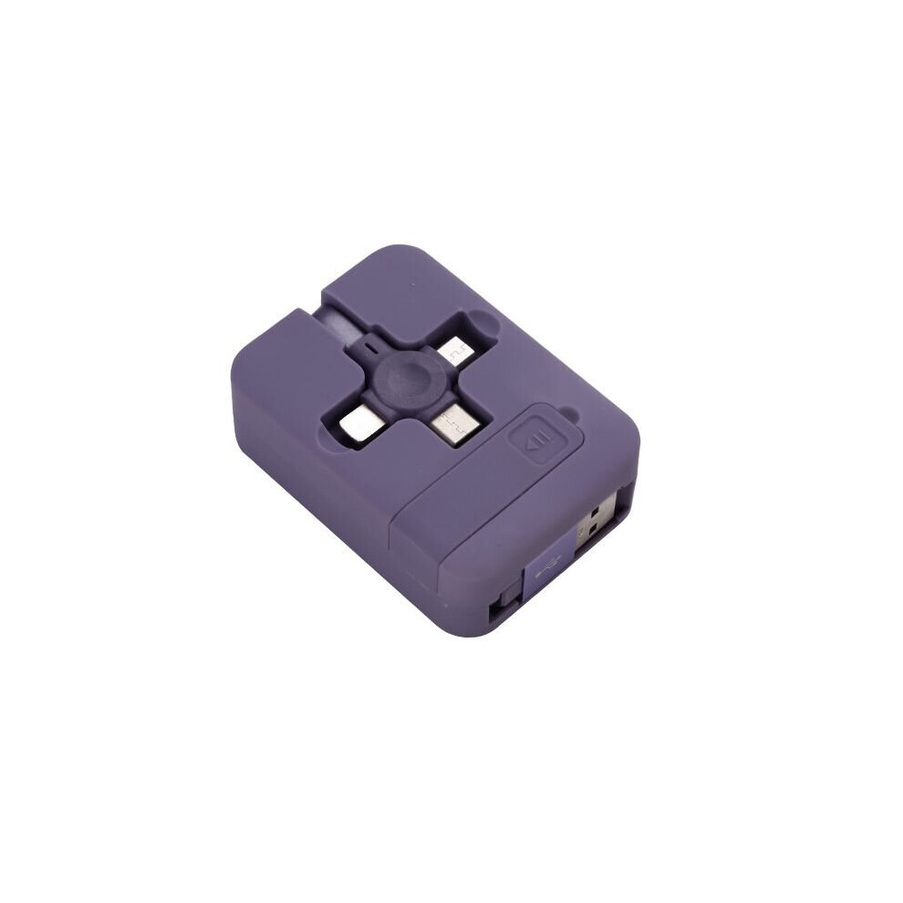 (Purple) 3 In 1 Usb Data Fast Charging Cable Retractable Ios Micro Phone Stand Purple 698958989791