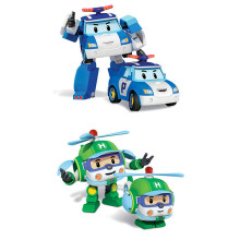 (Perley + Haley) Robocar Poli Toy Car Transformed Pull Back Robot Kids Car Toys Action Figure