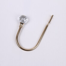 (Gold) 2PCS Metal Crystal Curtain Holdback Wall Tie Backs Hooks Holder