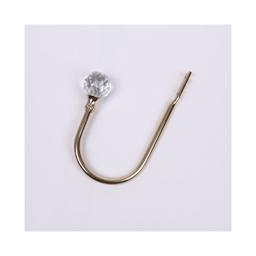 (Gold) 2Pcs Metal Crystal Curtain Holdback Wall Tie Backs Hooks Holder Gold