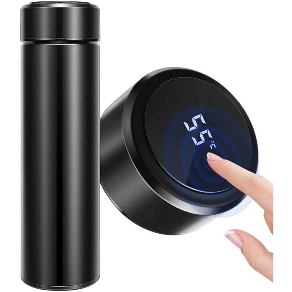 480ml Insulated Water Bottle Tea Coffee Strainer Travel Thermos Vacuum Flask LED