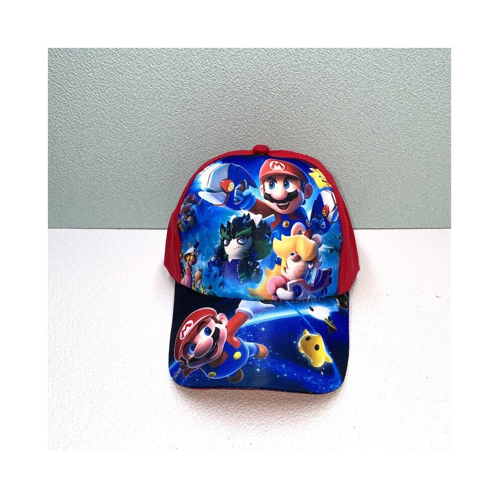 (MarioE) Kids Cartoon Hat Game Super-Mario Pattern Hip Hop Hat Sun Hat Adjustable
