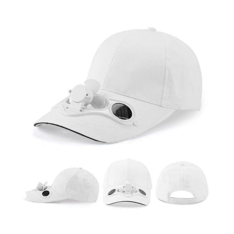 (WHITE HAT) summer sun hat solar fan cap peaked cap