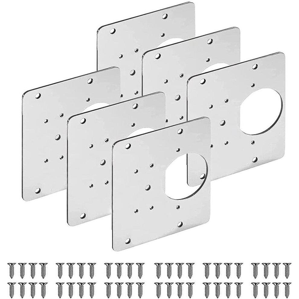 (6 Brackets with Screws) Hinge Repair Plate Stainless Steel Kitchen Cabinet Cupboard Door Fixing Bracket